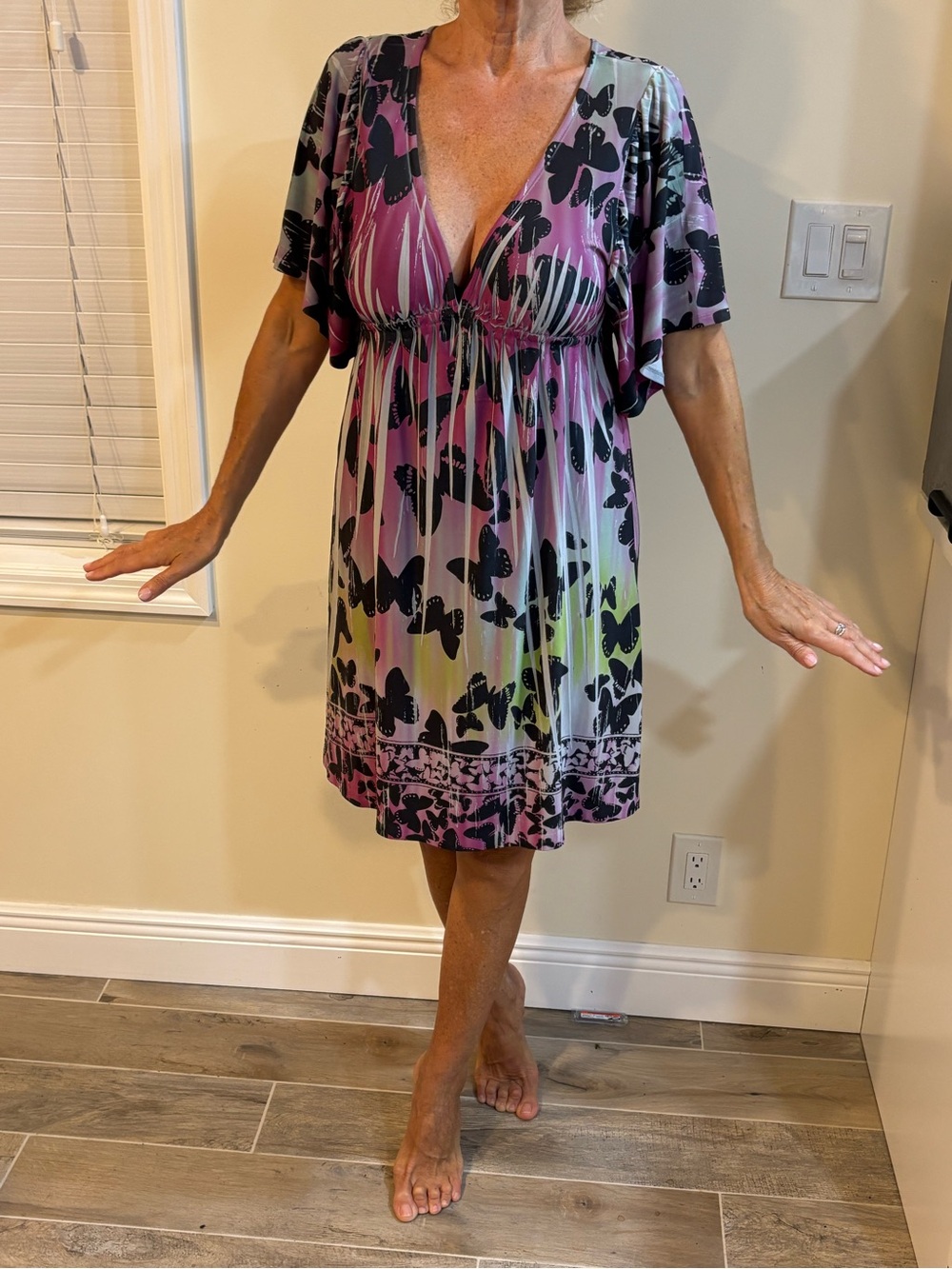 Purple Butterfly-Print Women's Nightdress